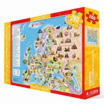 Карта-пазл. Европа. Достопримечательности. 260 дет. 47х33 см. ГЕОДОМ