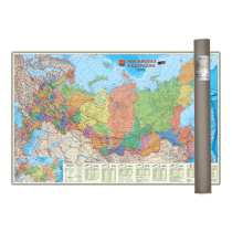 Карта 124х80 см. Российская Федерация П/А Субъекты федерации. Настенная в тубусе. М1:6,7 млн. ГЕОДОМ