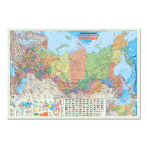ПРОкарта интерактивная РОССИЯ П/А с инфографикой, 157х107 см, 1:5,5 млн, ЛАМ. с европодвесом