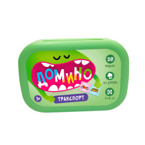 Домино в пластиковом боксе. Транспорт. 28 двухсторонних фишек