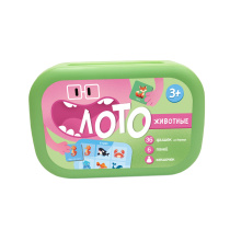Лото в пластиковом боксе. Животные. 36 фишек.