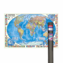 ПРОкарта интерактивная МИР полит. с флагами, 124х80 см, 1:24 млн, в тубусе
