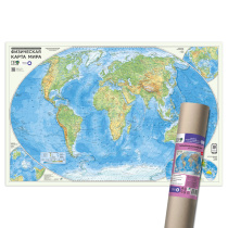 ПРОкарта интерактивная МИР полит., 101х69 см, 1:27,5 млн, ЛАМ. в тубусе