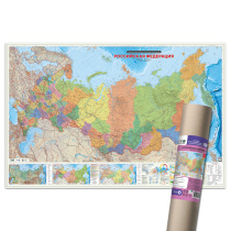 ПРОкарта интерактивная РОССИЯ П/А, 230х150 см, 1:3,7 млн, ЛАМ. в тубусе