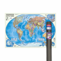 ПРОкарта интерактивная МИР полит., 101х69 см, 1:27,5 млн, ЛАМ. в тубусе