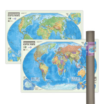 ПРОкарта интерактивная МИР полит.+физич., 101х69 см, ДВУХСТОР. ЛАМ. в тубусе
