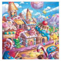 Пазл листовой. Фигурный 80 деталей. Сладкий город. 30х30,5 см.