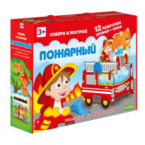 Пазл гигантский 3Д + книга. Собери и построй. Пожарный. 12 деталей.