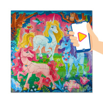 Пазл листовой с доп.реальностью. Фигурный 80 деталей. Единороги. 30х30,5 см.