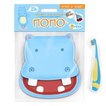 Книжка для ванной с игрушечной зубной щеткой. Бегемотик Попо. 13х13.6см. Книжка для ванной с игрушечной зубной щеткой. Бегемотик Попо. 13х13.6см.