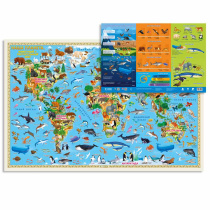 Карта Животный и растительный МИР, 58х38 см, ДВУХСТОР. с европодвесом