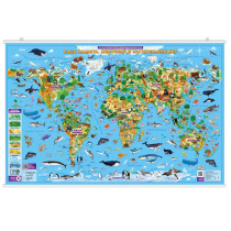 ПРОкарта интерактивная Животный и растительный МИР, 124х80 см,  на рейках с европодвесом