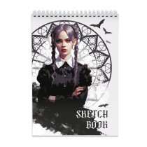 Скетчбук на гребне 21х15см. Девушка в чёрном. 160 г/м2 40 л.