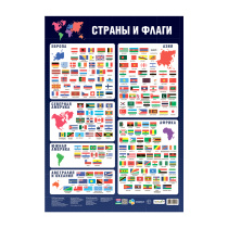 Плакат дидактический. Страны и флаги. А2