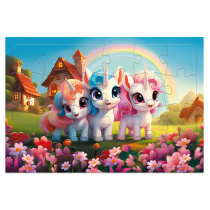 Пазл листовой. Волшебные единорожки. 24 детали. А4