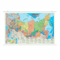 ПРОкарта интерактивная РОССИЯ П/А, 124х80 см, 1:6,7 млн, на рейках с европодвесом