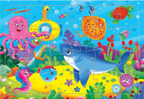 Пазл листовой. Морские обитатели. 24 детали. А4 Пазл листовой. Морские обитатели. 24 детали. А4