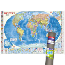 ПРОкарта интерактивная МИР полит. с инфографикой, 157х107 см, 1:18,5 млн, в тубусе