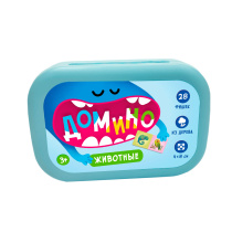 Домино в пластиковом боксе. Животные. 28 двухсторонних фишек