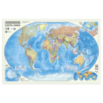 ПРОкарта интерактивная МИР полит., 101х69 см, 1:27,5 млн, ЛАМ. с европодвесом