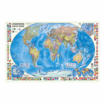ПРОкарта интерактивная МИР полит. с флагами, 124х80 см, 1:24 млн, с европодвесом