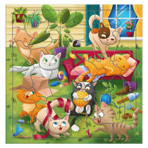 Пазл листовой. Фигурный 45 деталей. Котики. 30х30,5 см.