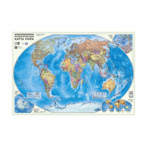 ПРОкарта интерактивная МИР полит., 101х69 см, 1:27,5 млн, ЛАМ. с европодвесом