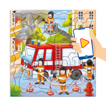 Пазл листовой с доп.реальностью. Фигурный 45 деталей. Пожарная машина. 30х30,5 см.