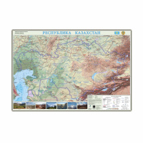Карта КАЗАХСТАН общегеографическая карта, 101х69 см, ЛАМ. с европодвесом