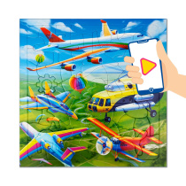 Пазл листовой с доп.реальностью. Фигурный 80 деталей. Самолёты. 30х30,5 см.
