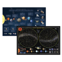 Карта ЗВЕЗДНОЕ НЕБО/Планеты, 58х38 см, ДВУХСТОР. с европодвесом