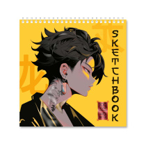 Скетчбук на гребне 19х19см. Герой аниме. 100 г/м2 40 л.