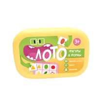Лото в пластиковом боксе. Фигуры и формы. 36 фишек.