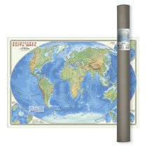 Карта МИР физич., 101х69 см, 1:27,5 млн, ЛАМ. в тубусе