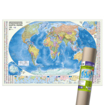 ПРОкарта интерактивная МИР полит. с инфографикой, 157х107 см, 1:18,5 млн, в тубусе