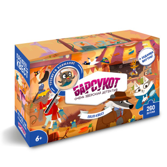 Пазл-квест. Барсукот. Очень зверский детектив. 260 деталей. 47х33 см. ГЕОДОМ